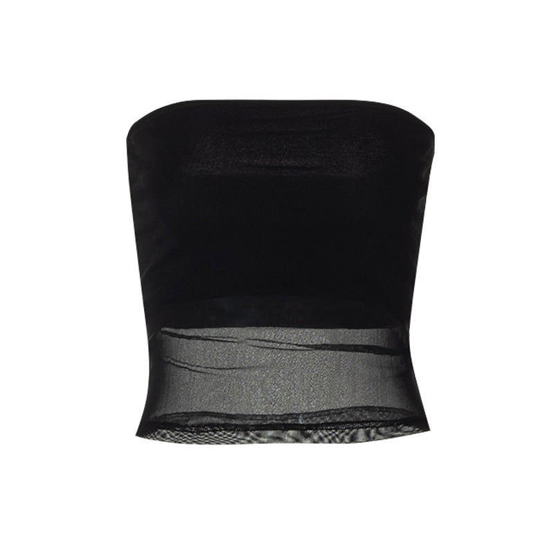 Dame bandeau topp i transparent design med elastisk materiale Skjora
