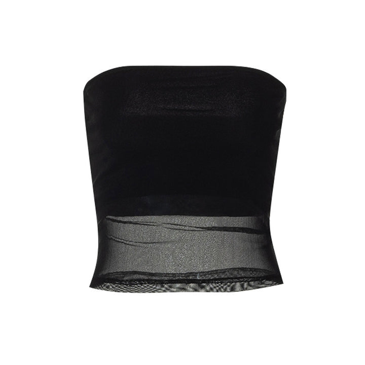 Dame bandeau topp i transparent design med elastisk materiale Skjora