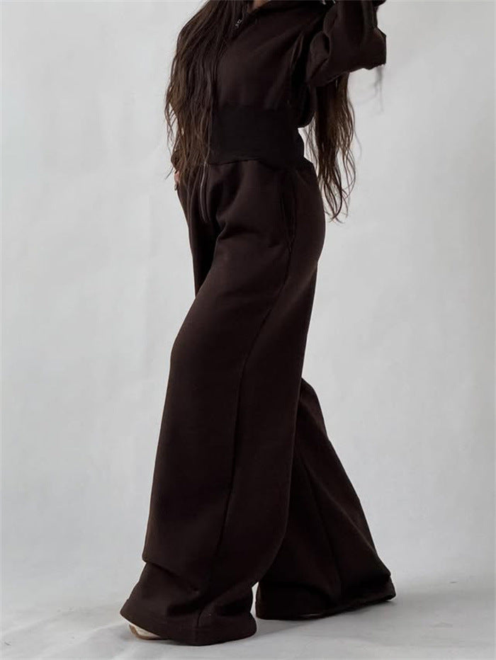 Kvinne jumpsuit med hette og vid ben Skjora