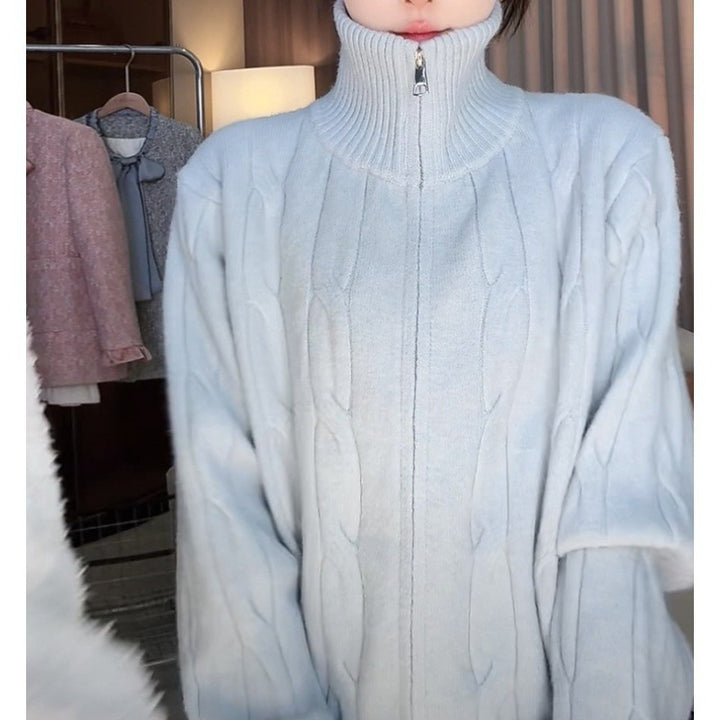 Dame zip cardigan med snor Skjora