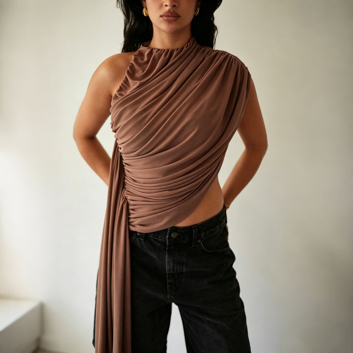 Women's Elegant Asymmetrical Draped Top Skirt