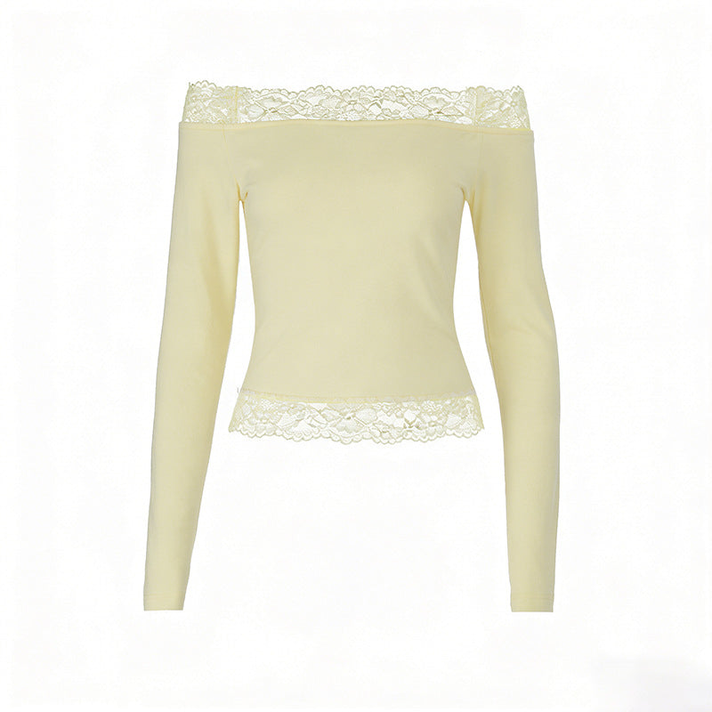 Dame elegant Off-Shoulder skjorte med spiss kant Skjora