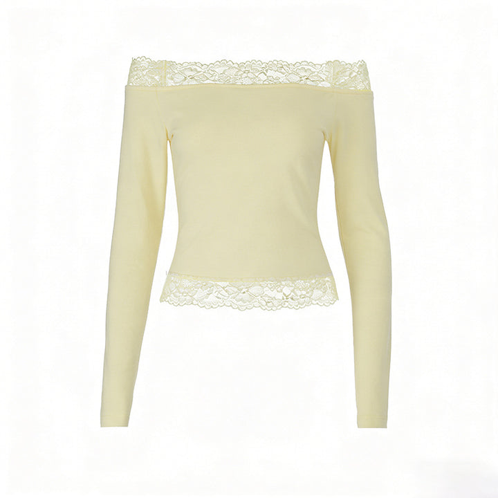 Dame elegant Off-Shoulder skjorte med spiss kant Skjora