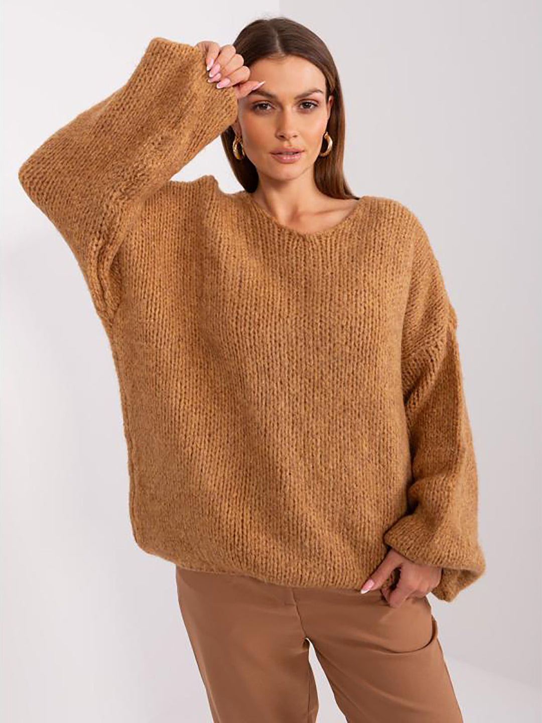 Kvinne chunky strikkegenser med oversized passform og brede ermer Skjora