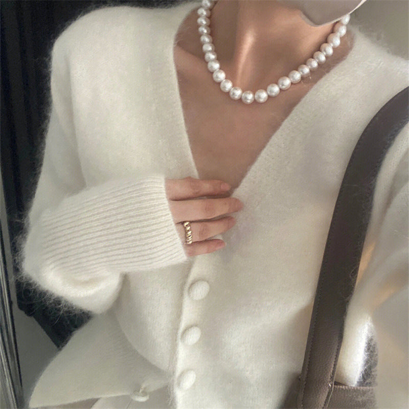 Kvinne Mote Cardigan med mykt Mohair materiale og knappelukk Skjora