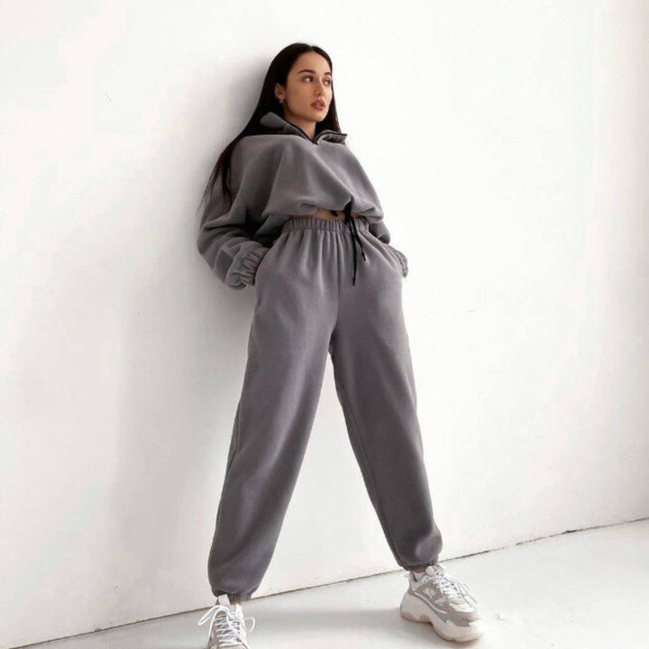 Kvinnens fleece sweatdrakt med høy krage Skjora