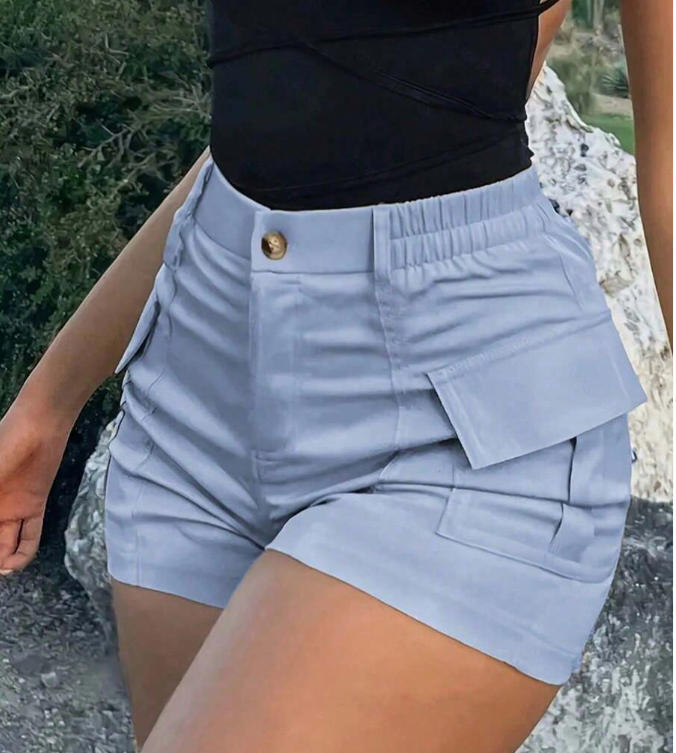 Dame Cargo-shorts med høy midje og praktiske lommer Skjora