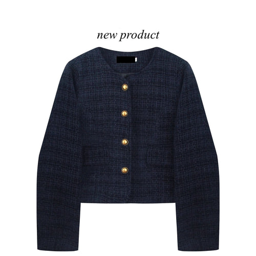 Kvinne cropped blazer med gullknapper Skjora