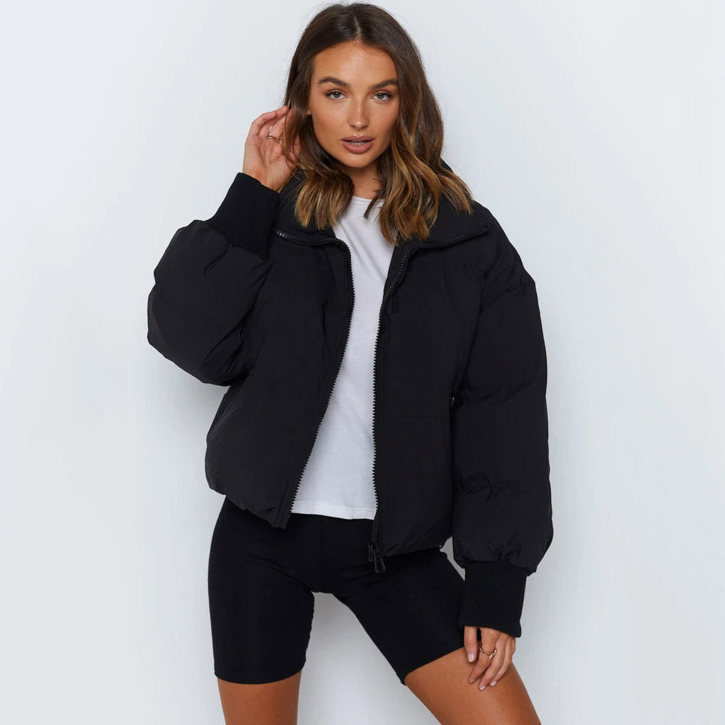 Damer Fashionable Vinterjakke med Hette og Kviltet Design Skjora