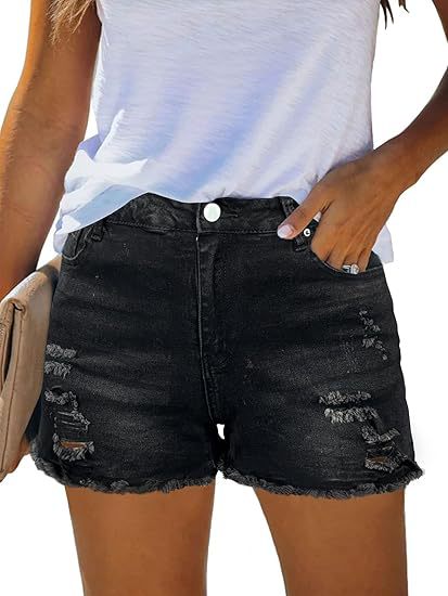 Dame Zdestroyed denimshorts med fransede kanter og avslappet snitt Skjora