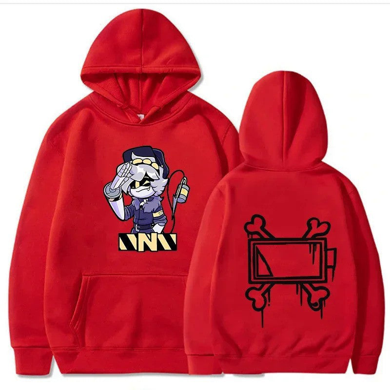 Dame hoodie med kreativt tegneseriemotiv Skjora