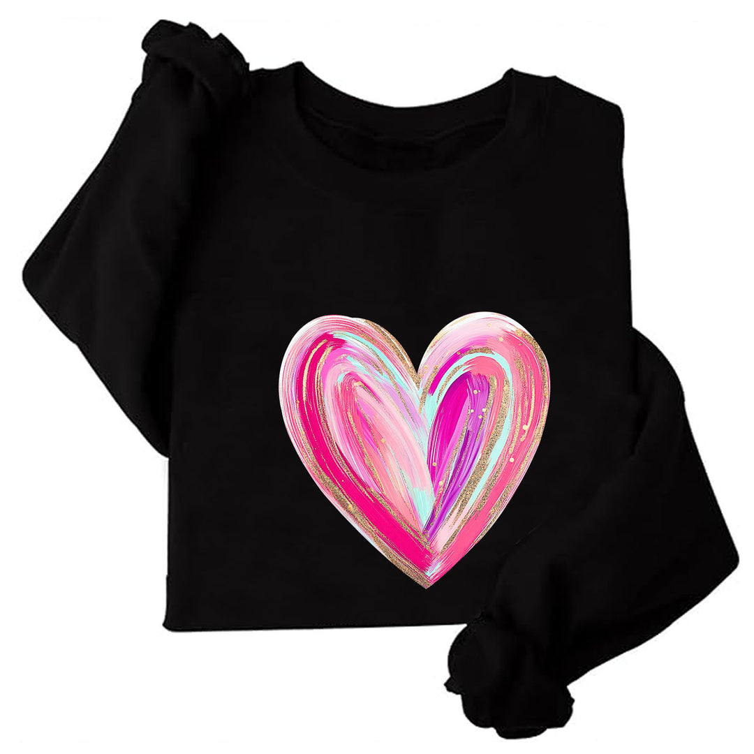 Kvinnenes sweatshirt med kreativ hjerte design Skjora