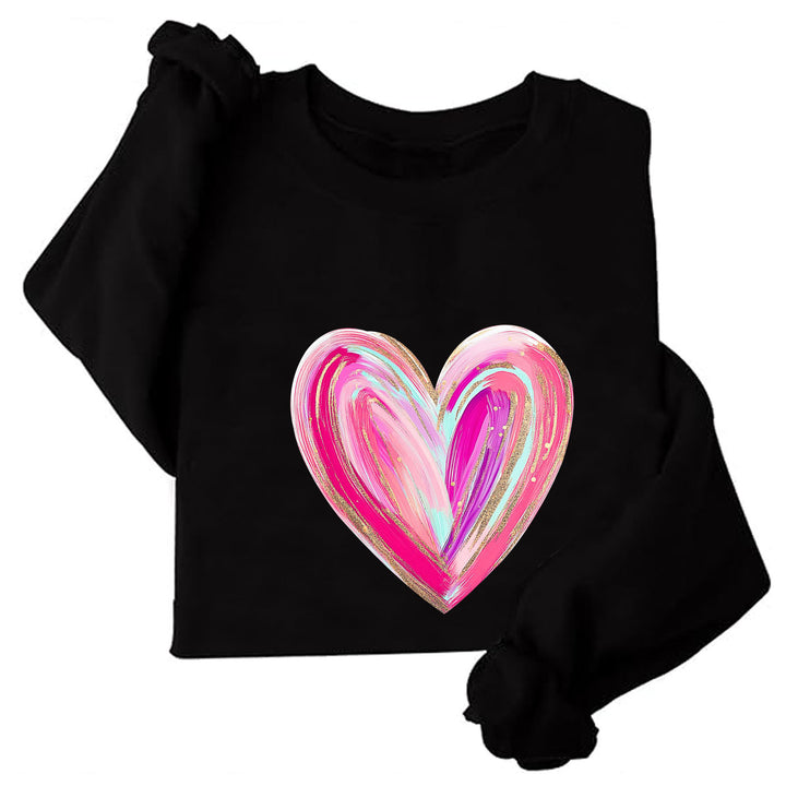 Kvinnenes sweatshirt med kreativ hjerte design Skjora