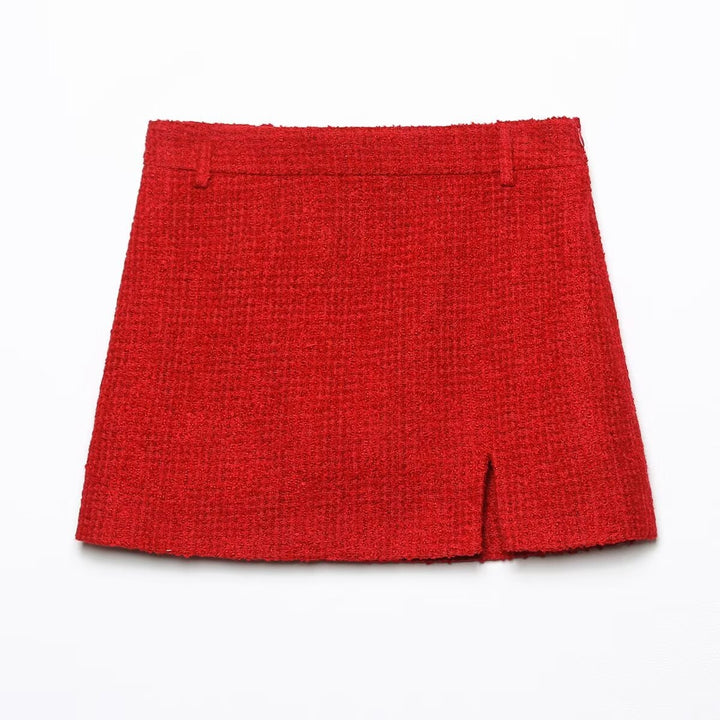 Dame tweedkjole med sideventil og elegant struktur Skjora