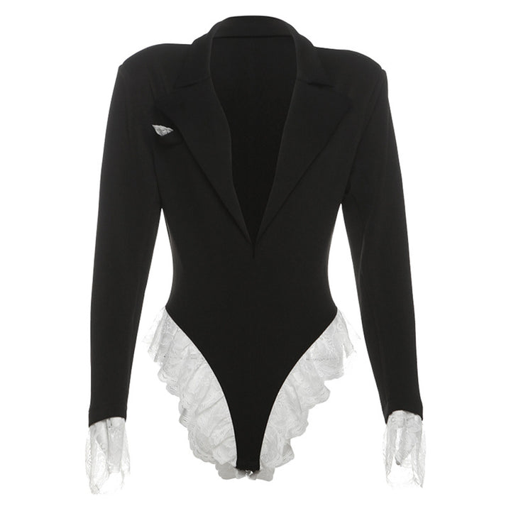 Dame body med raffinert blazer-stil og spissbesetning Skjora