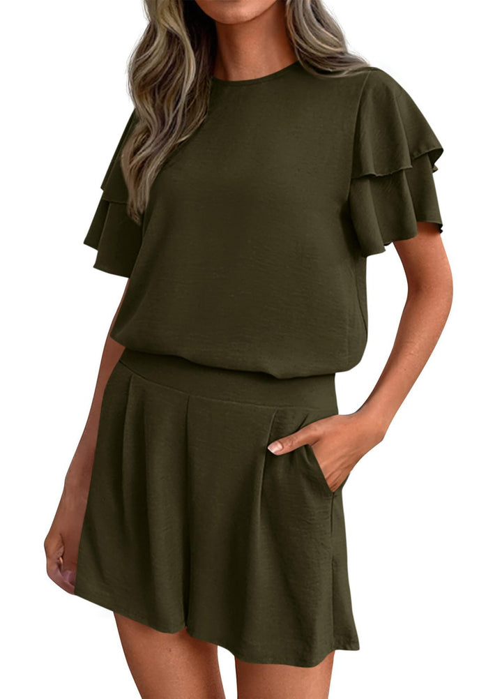 Dame Lekenes Jumpsuit med Volangdetaljer og side lommer Skjora