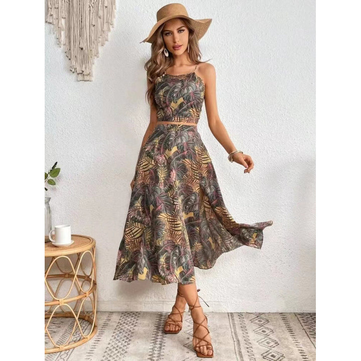 Damer maxikjole med floral vri og sidestykke Skjora
