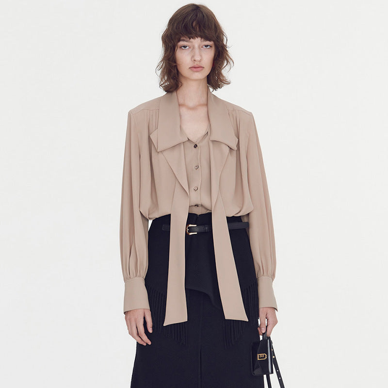 Dame elegant bluse med belte Skjora