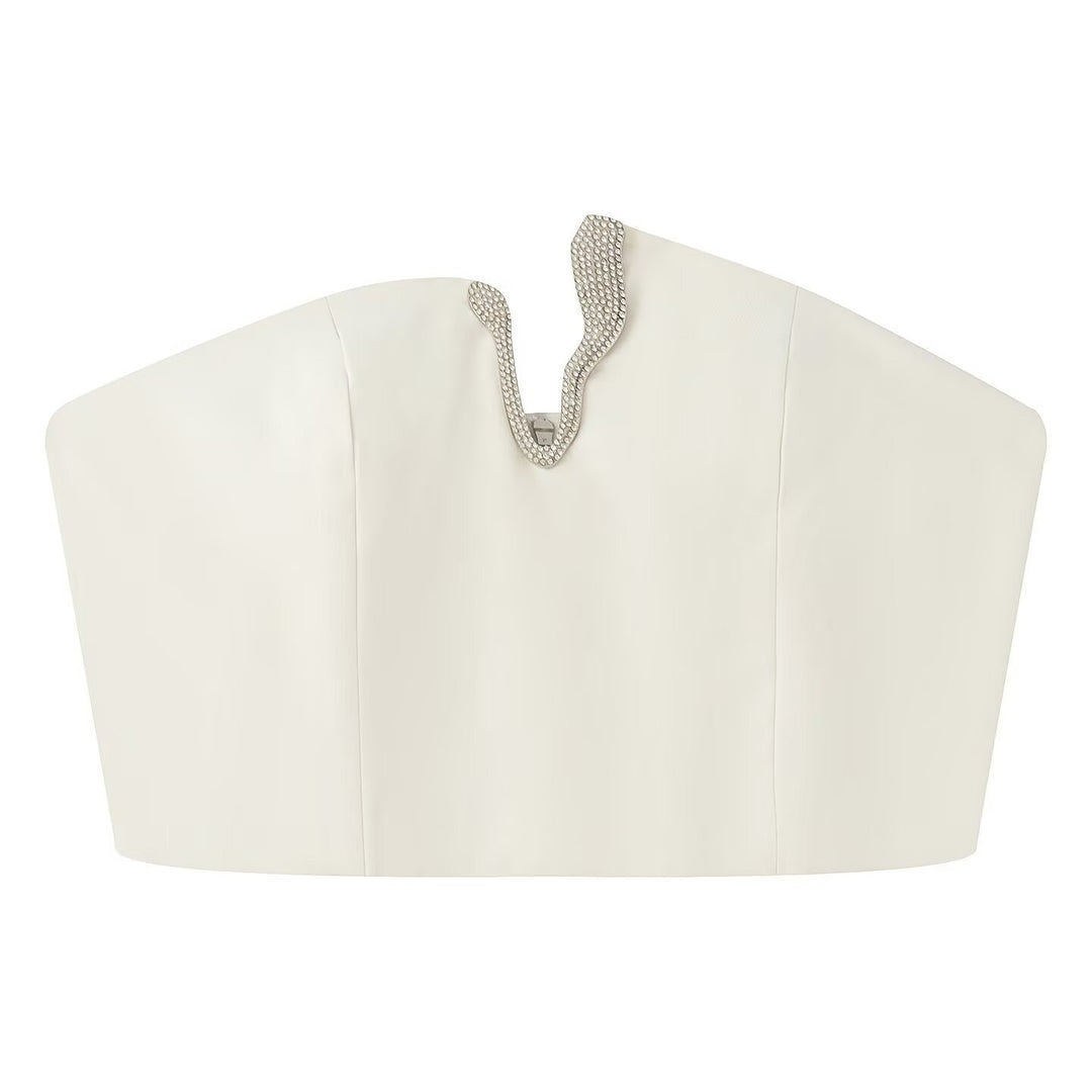 Dame Crop-Top og Mini-Rock Sett med dekorativ detalj Skjora