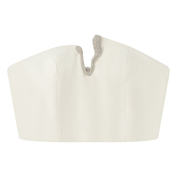 Dame Crop-Top og Mini-Rock Sett med dekorativ detalj Skjora