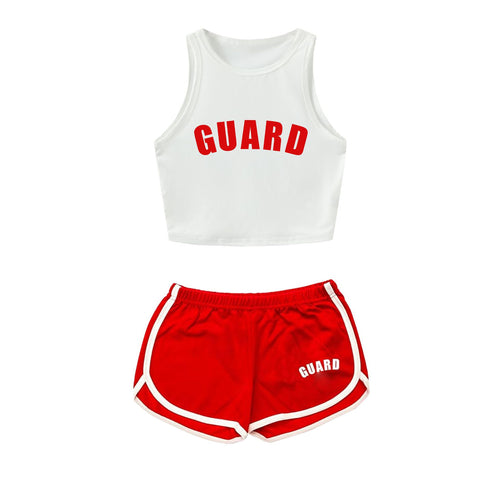 Women's Sporty Two-Piece Set with Cropped Tank Top and Shorts Skjora