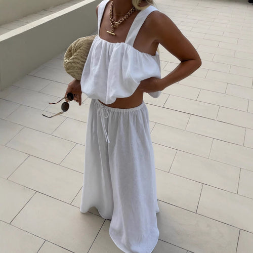 Women's airy maxi dress with wide straps and elastic waistband Skjora