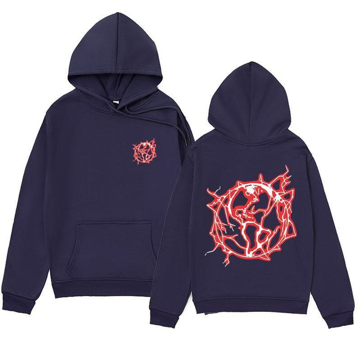 Dame het sweatshirthoodie med kunstnerisk grafisk trykk og praktisk kengurulomme Skjora
