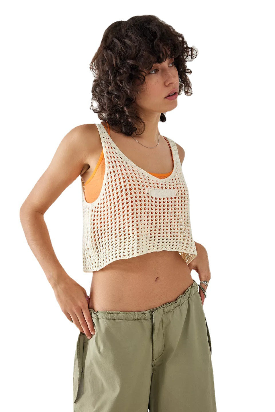 Damer luftig nett-crop-top Skjora