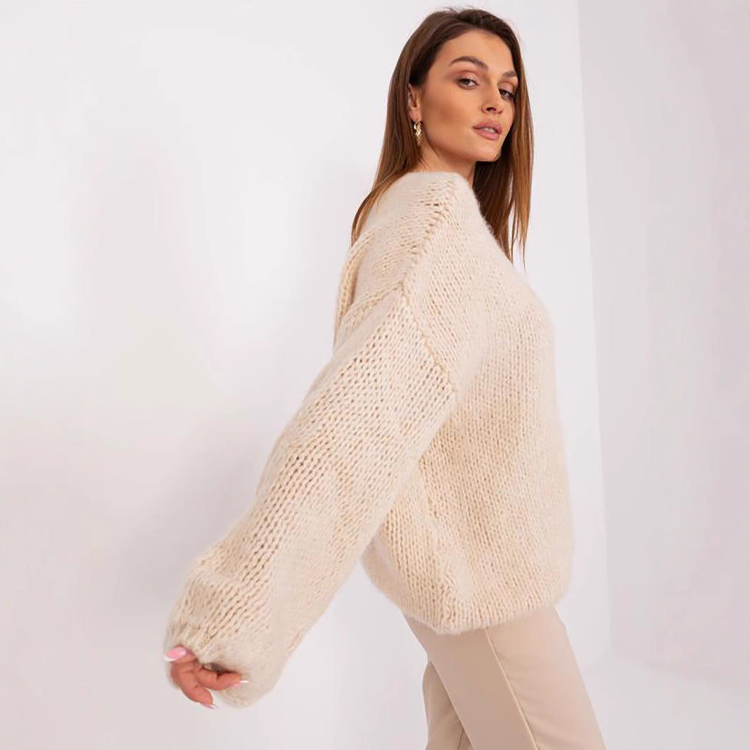 Kvinne chunky strikkegenser med oversized passform og brede ermer Skjora