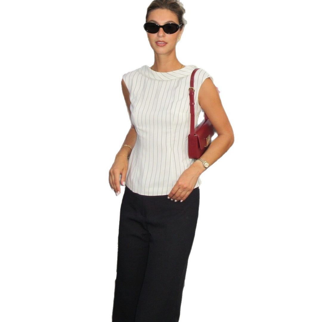 Dame elegant bluse med smale nålestriper Skjora