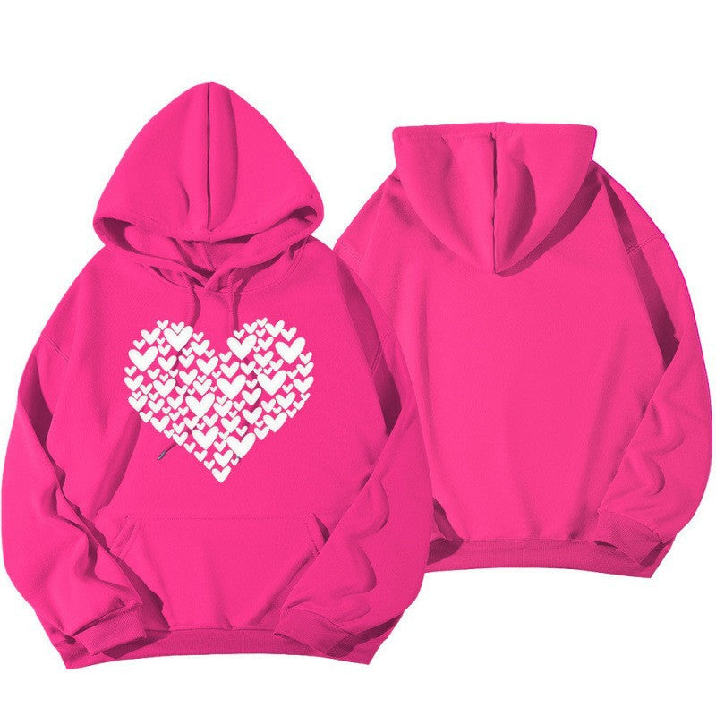 Dame Hoodie Sweatshirt med Stor Hjerte Design Skjora