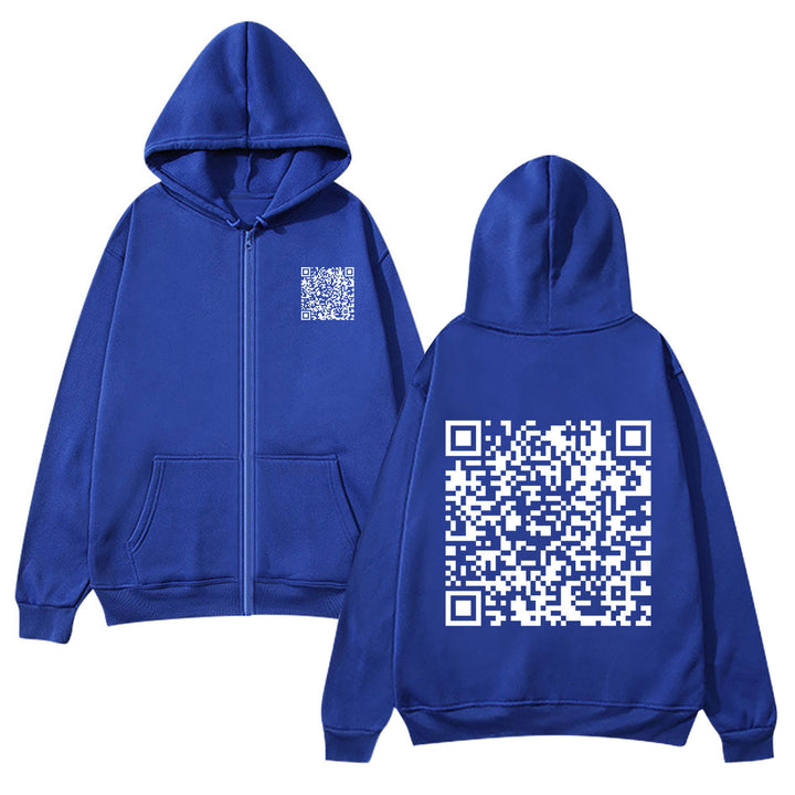 Damegen hettejakke med QR-kode design og myk fleece Skjora