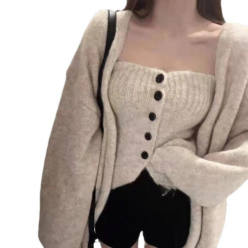 Dame cardigan med knapper og åpne fronter Skjora