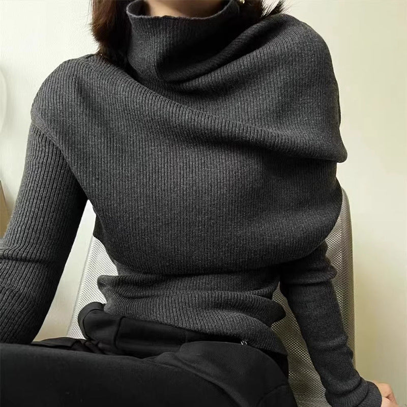 Dame elegant rullekragegenser med asymmetrisk snitt Skjora
