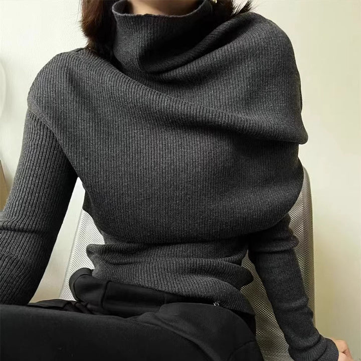 Dame elegant rullekragegenser med asymmetrisk snitt Skjora