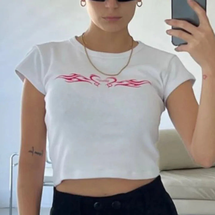 Damer Crop-Top T-skjorte Skjora