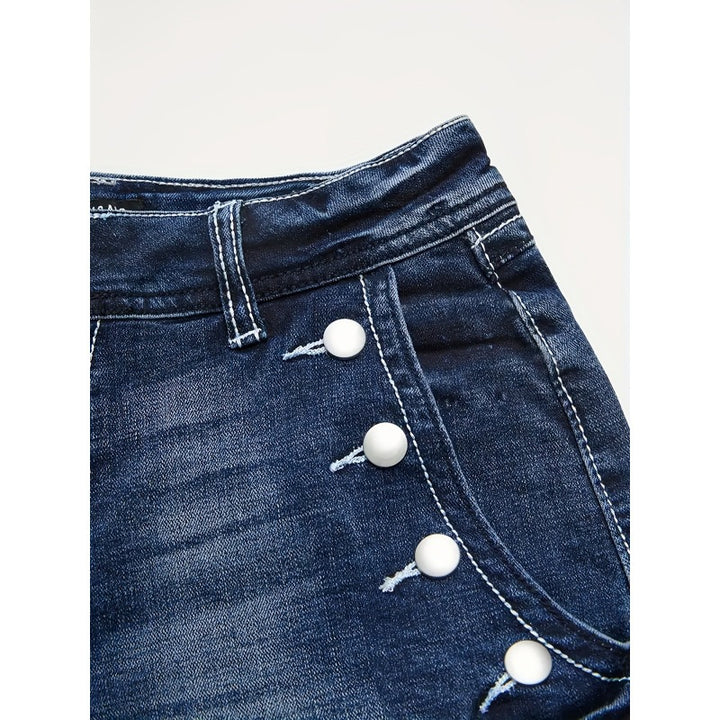 Dame Høyt skårne denim-shorts med knappdetaljer Skjora