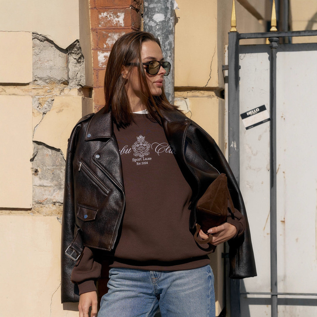 jenter sweatshirt i sporty luksusdesign med stilleggende logo Skjora
