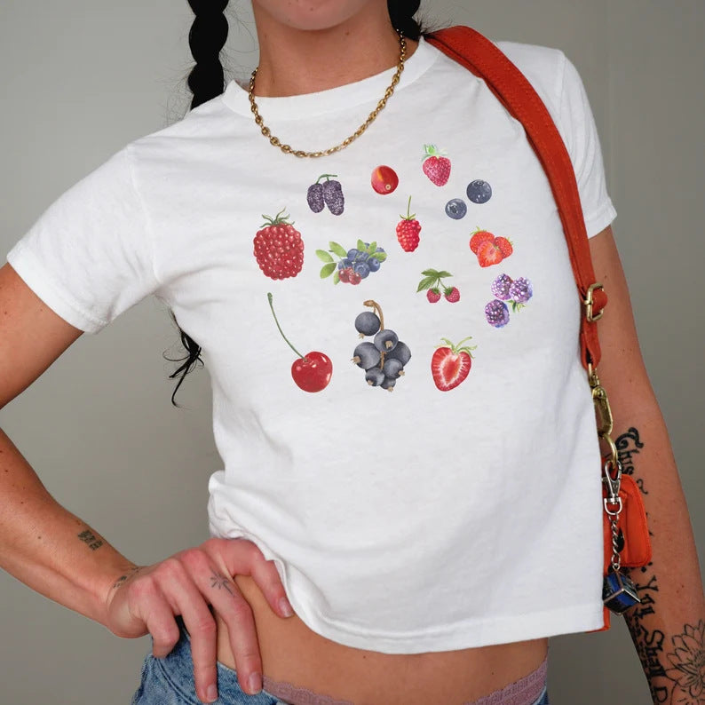 Dame Crop-T-skjorte med kreativ telefon-design Skjora
