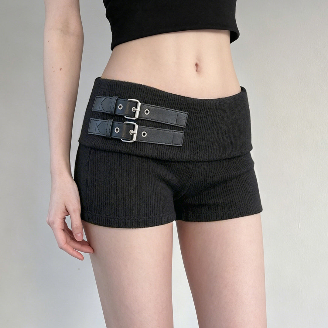 Dame elegante short med dekorative stropper og høy midje Skjora