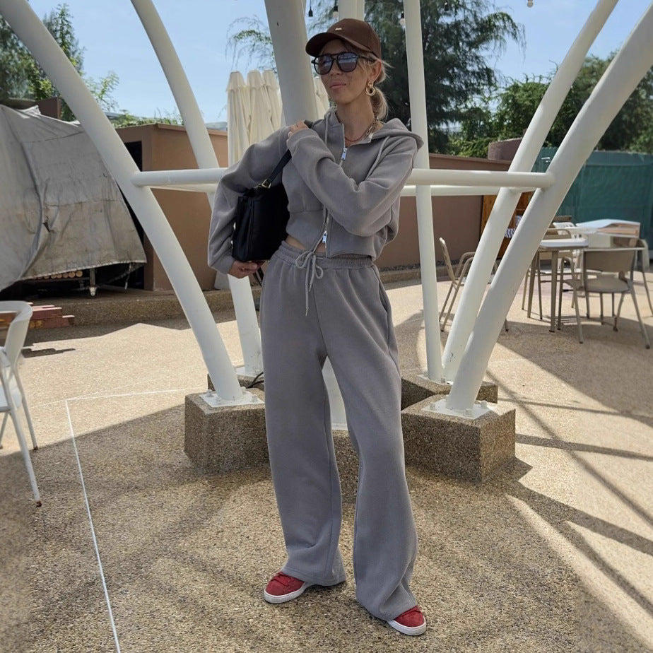 Women's Cozy Fleece Set with Hoodie and Elastic Waistband Skjora