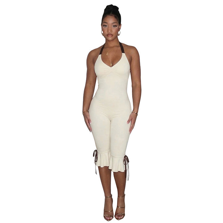 Dame Elegant jumpsuit med innpakningsdetaljer og flytende ben Skjora