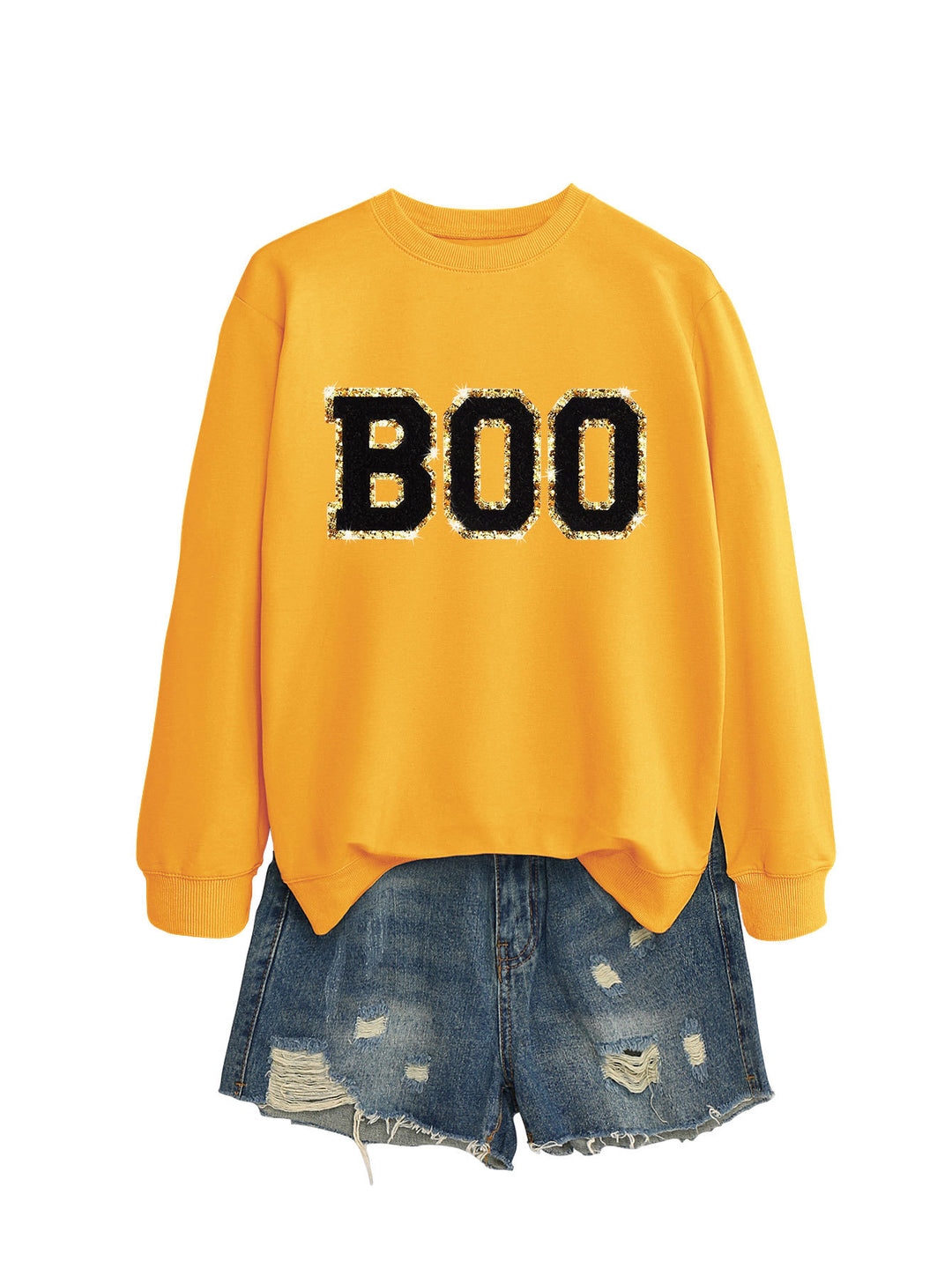 Damer sweatshirt med glitrende trykk Skjora