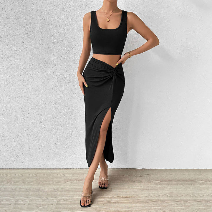 Damer Elegant Maxi Kjole med sidelukning og avslappet vippedesign Skjora