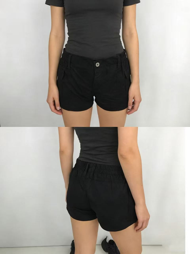 Dame Cargo-shorts med funksjonelle sidelommer og elastisk belte Skjora