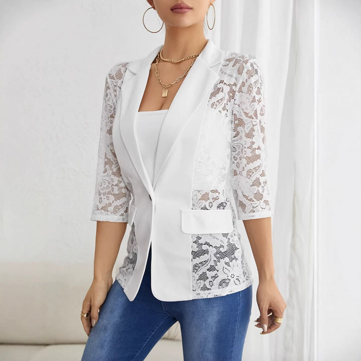 Dame Elegant Blazer med transparente spissinnsatser Skjora