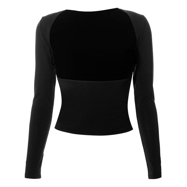 Dame figurnær Longsleeve-top med åpen rygg og elegant design Skjora
