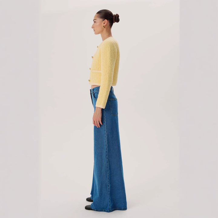 Dame vidt skjærte jeans med høy midje og elegant silhuett Skjora