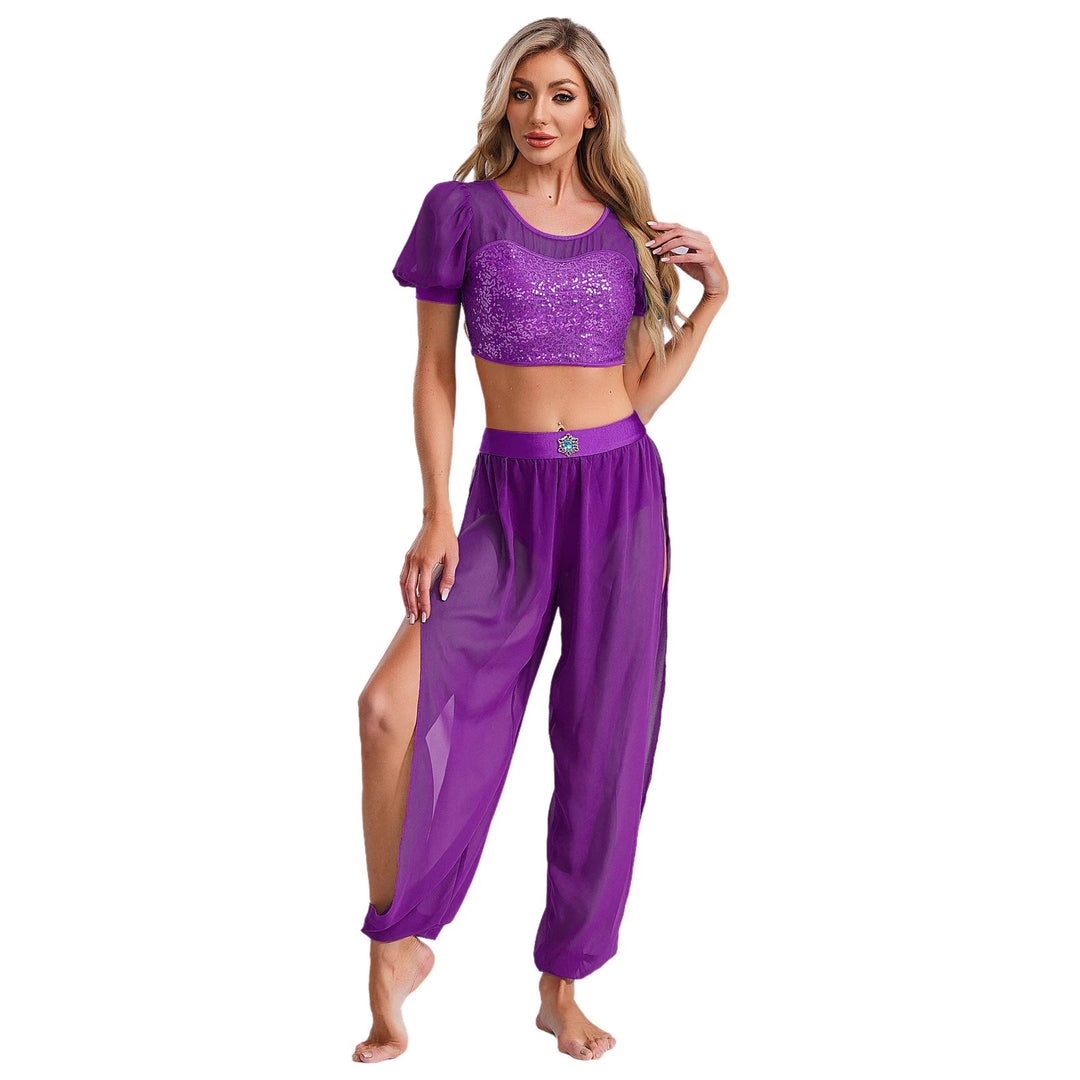 Damen Crop-Top und transparente Hose Set Skjora
