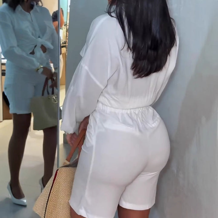 Dame Stilfulle og figurnære sett med kort topp og shorts Skjora